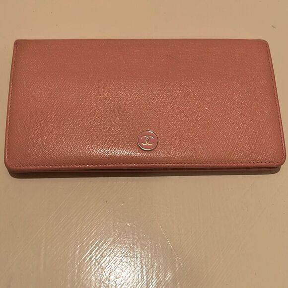 Chanel Foldover Long Cardholder Wallet CC Button Logo Light Pink Leather Luxury - Picture 14 of 14